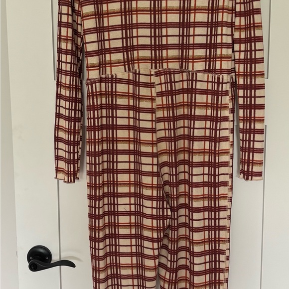 Free People Intimately Home Alone Plaid Long John Pajamas - Picture 2 of 7